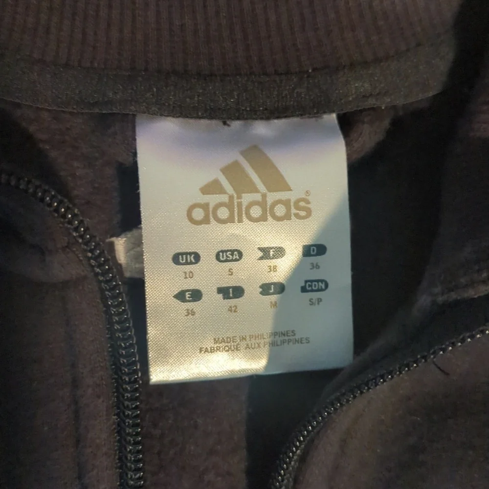 Adidas cotton blend Preppy zip front white stripes Black Track Jogger Jacket S - Picture 2 of 8